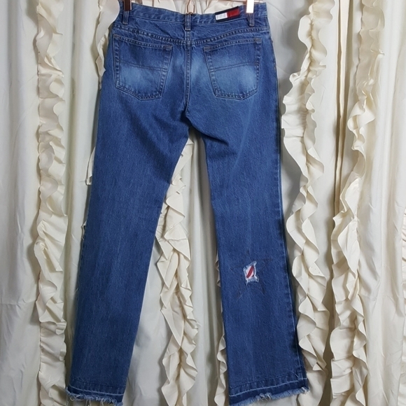 Vintage Tommy Hilfiger Star Release Hem Bootleg Jeans Rare 90s Y2K Size 29 - Picture 5 of 8